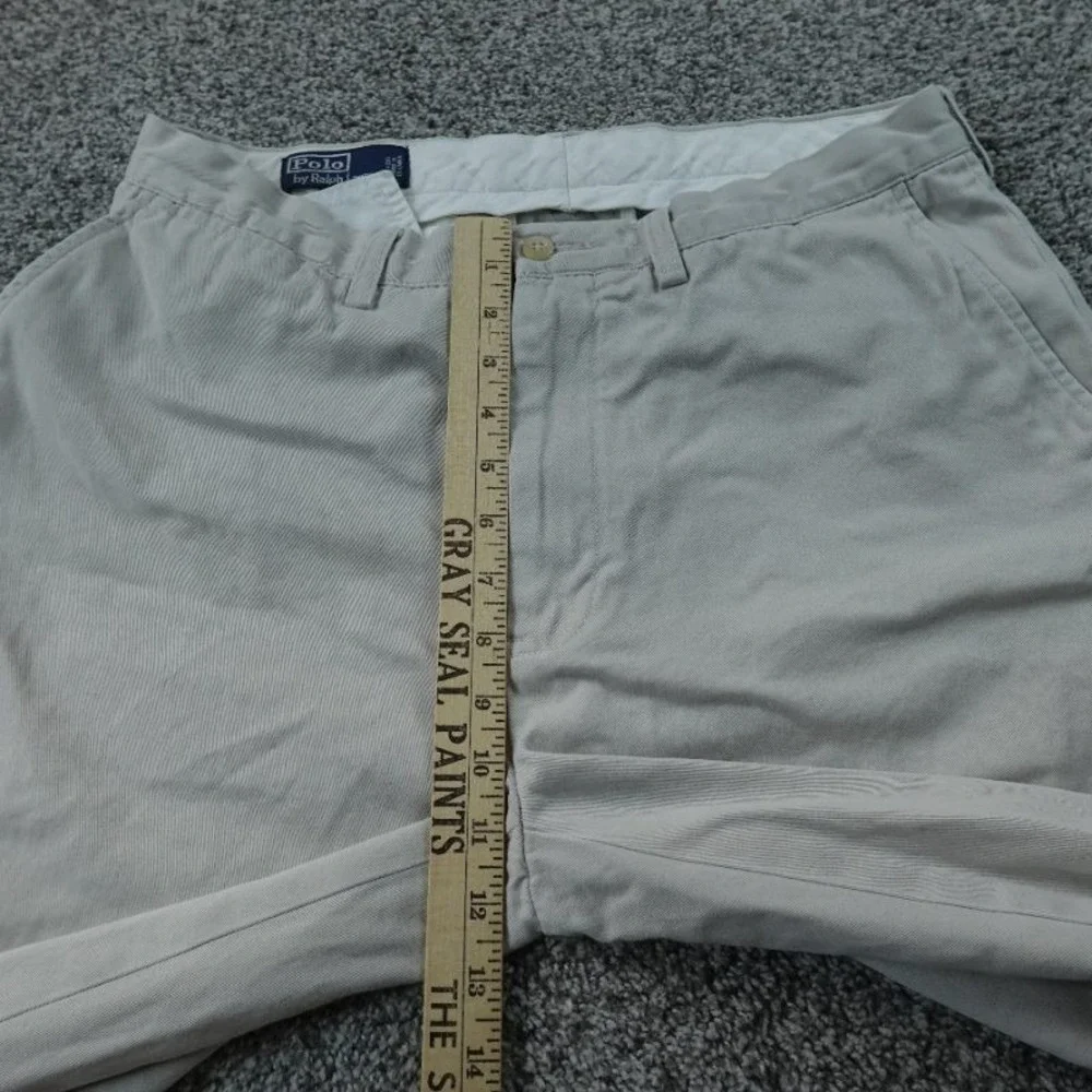 VTG Polo Ralph Lauren Pants Mens 34X30 Beige Chino Trouser‎ Flat Front Preppy